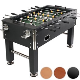 Jago Tischfussball Tischkicker (Farbwahl) Chromoptik Höhenverstellbare Standfüße inkl. 4 Getränkehalter und 4 Spielbälle (Schwarz) - 1