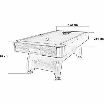 Maxstore 7 ft Billardtisch Premium“ + Zubehör, 9 Farbvarianten, 214x122x82 cm (LxBxH), dunkles Holzdekor, rotes Tuch - 3