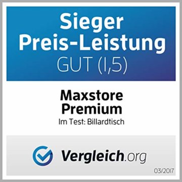 Maxstore 7 ft Billardtisch Premium“ + Zubehör, 9 Farbvarianten, 214x122x82 cm (LxBxH), dunkles Holzdekor, rotes Tuch - 2