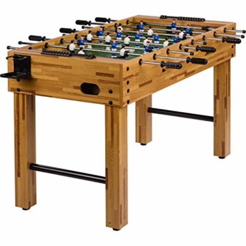 Maxstore Tischfussball „Glasgow“, 4 Dekore: Holz/Schwarz / Blau/Soccer, inkl. 2 Bälle, 2 Getränkehalter, höhenverstellbare Füße, hochgezogene Spielfeldecken, Tischkicker, Kicker, Kickertisch - 1